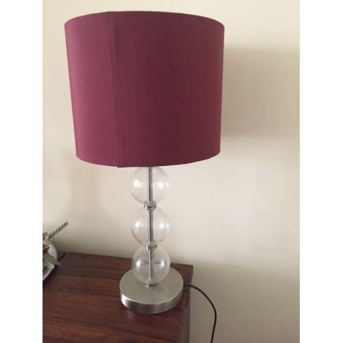 Burgundy/plum shade and stylish glass ball table lamp