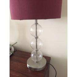 Burgundy/plum shade and stylish glass ball table lamp