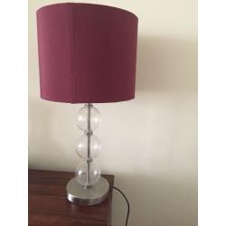 Burgundy/plum shade and stylish glass ball table lamp