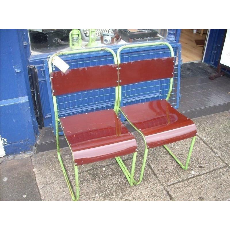 Gorgeous set of Vintage Retro School Chairs with Original Paint