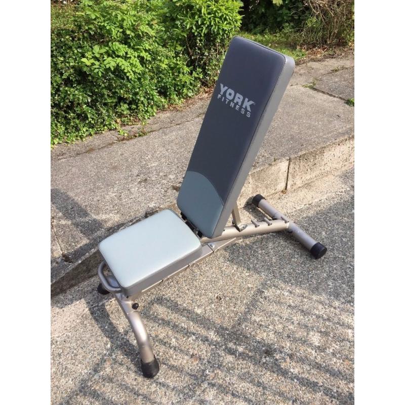YORK Fitness Weights Bench - Silver and Grey - Excellent Condition