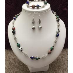 Handmade multi coloured 3 piece jewellery set
