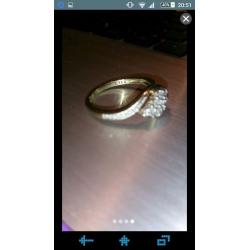 9ct gold diamond ring size p