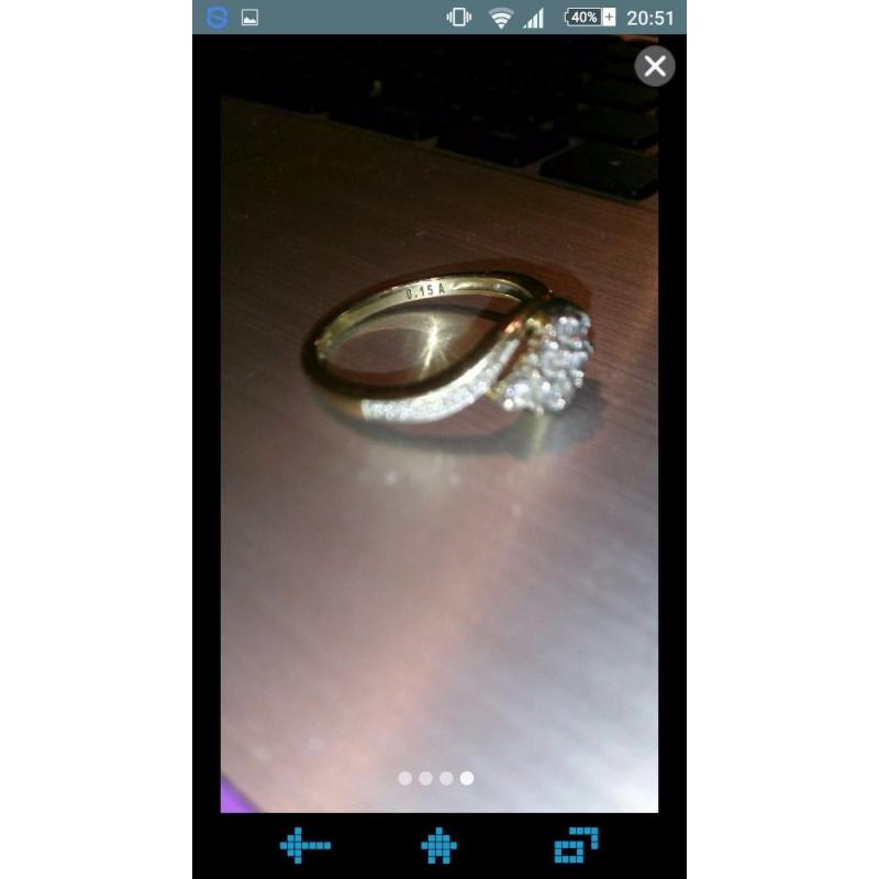 9ct gold diamond ring size p