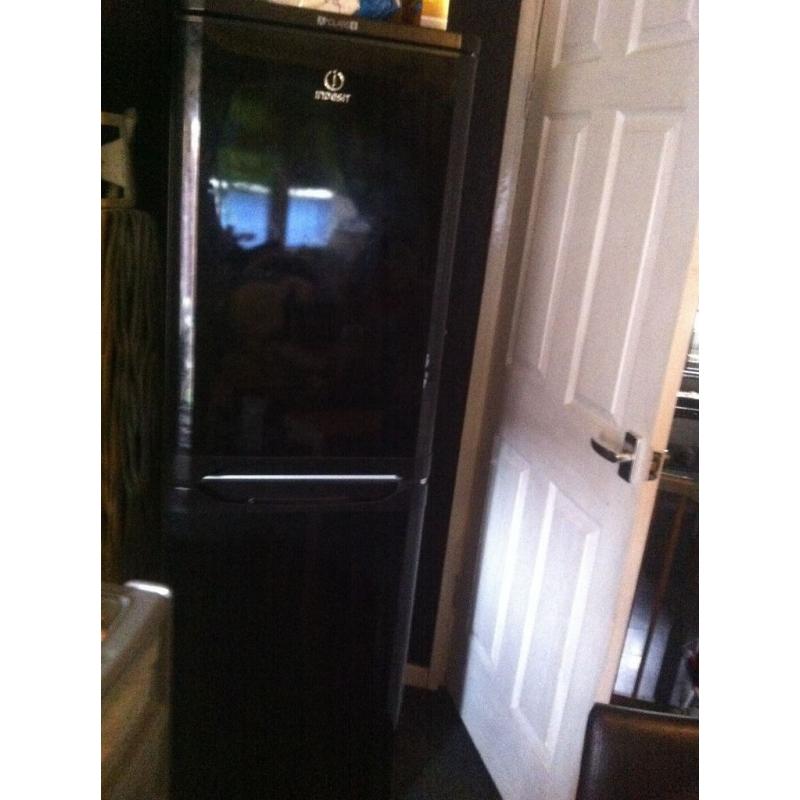 Indesit black fridge freezer 4 months old