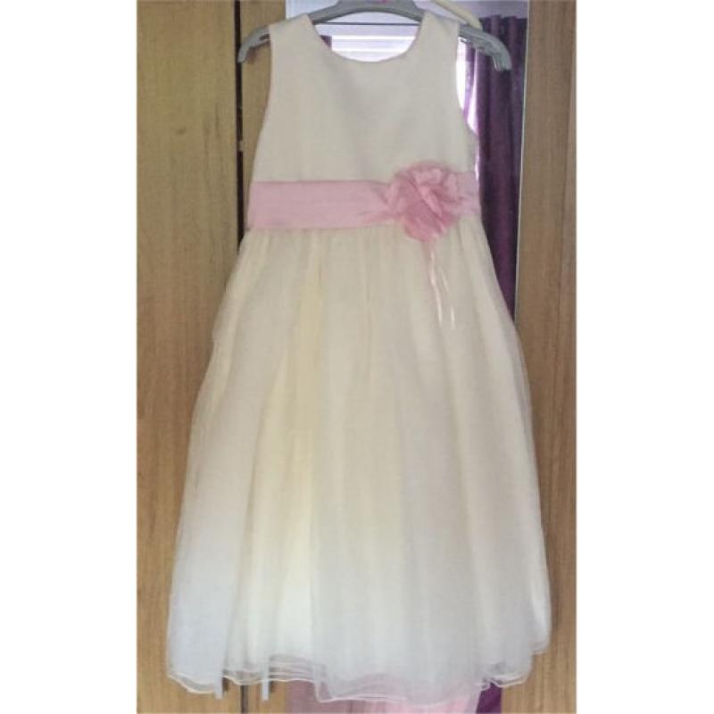 Girls ivory & pink bridesmaid dress age 9-10 years