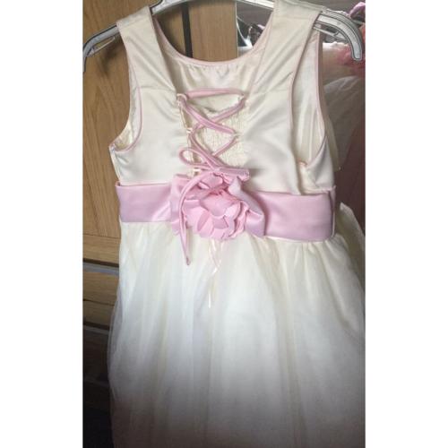 Girls ivory & pink bridesmaid dress age 9-10 years