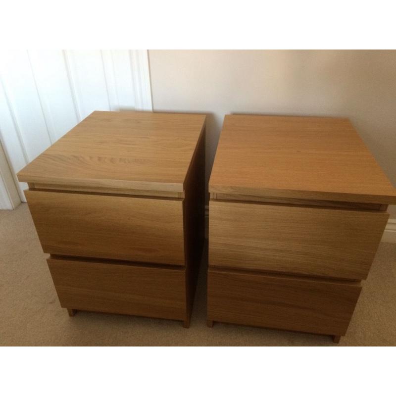 *** BRAND NEW *** Two IKEA Malm bedside drawer chests with FREE glass tops