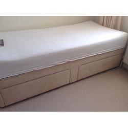 Single divan bed with drawers including mattress VGC