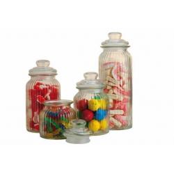 Set of 4 candy jars & 3 plastic scoops - perfect for wedding candy cart