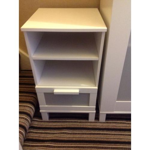 IKEA two white storage cupboards and bedside storage unit