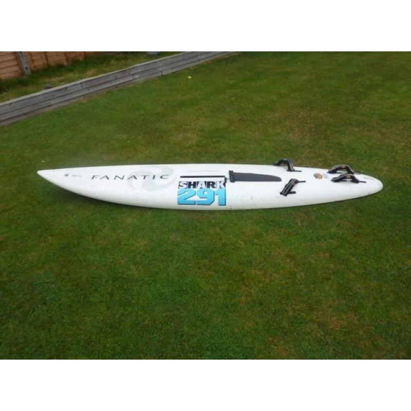 Fanatic Mega Shark 291 windsurfing board plus old Tiga 260 Slalom