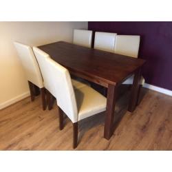 Big dining table with 6 Faux leather chairs