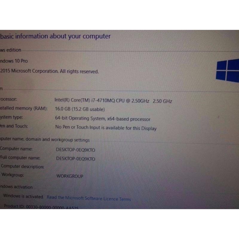 Scan lg1510 custom built gaming laptop, Intel i7, Nvidia Gtx 770m swap for gaming desktop pc
