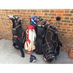 Golf club sets, cases and golf balls