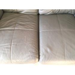 2 X Two leather teal/grey 2 seater sofas. Good condition. 150 Ono