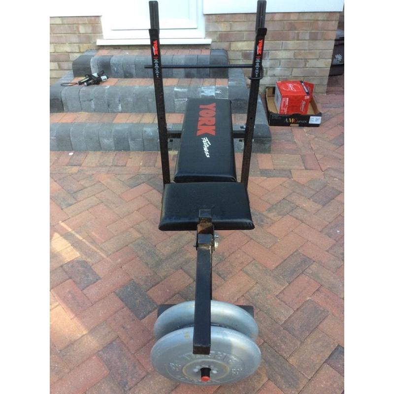 York weight bench and 20 kgs