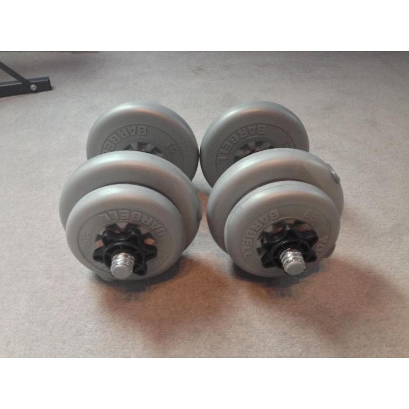 York Vinyl Dumbbell Set (2 x Dumbbells, 4 x 2.5kg plates, 4 x 1.25kg plates)