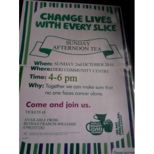 Macmillan Charity Afternoon Tea