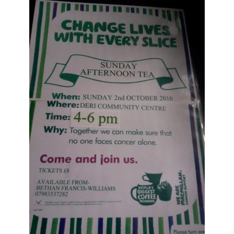 Macmillan Charity Afternoon Tea
