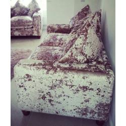 Two Large Crushed Velvet Sofa's with Scatter Back Cushions