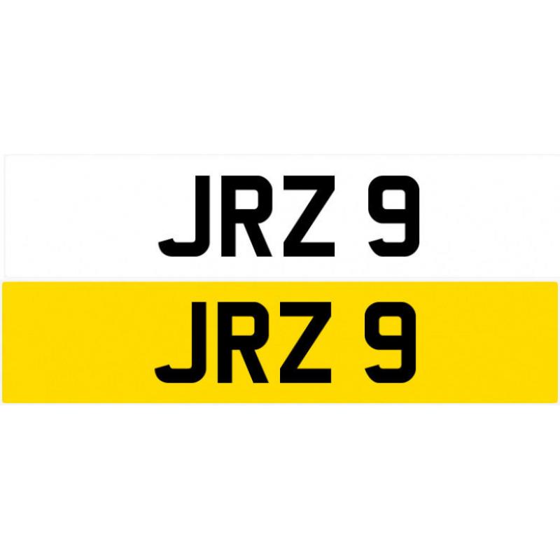 JRZ 9 Single Digit Dateless Personalised Number Plate Audi BMW Ford Golf Mercedes Kia Vauxhall