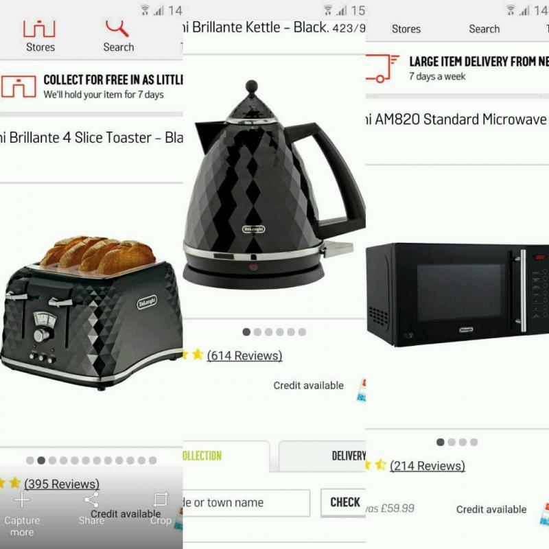 delonghi kettle toaster microwave set.