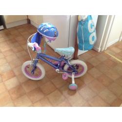 Children's Disney Frozen bike with stabilisers and matching helmet