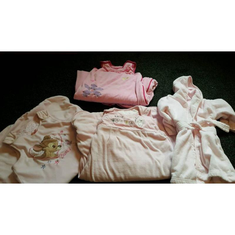 3 baby sleeping bags and housecoat