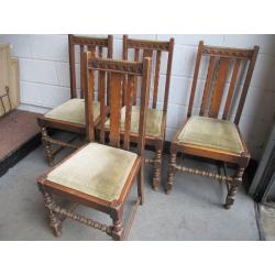 SET OF FOUR 4 VINTAGE OAK DINING CHAIRS WITH CARVED DETAIL FREE DELIVERY