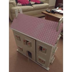 Dolls House / top quality wooden framed dolls house complete with furniture- top condition