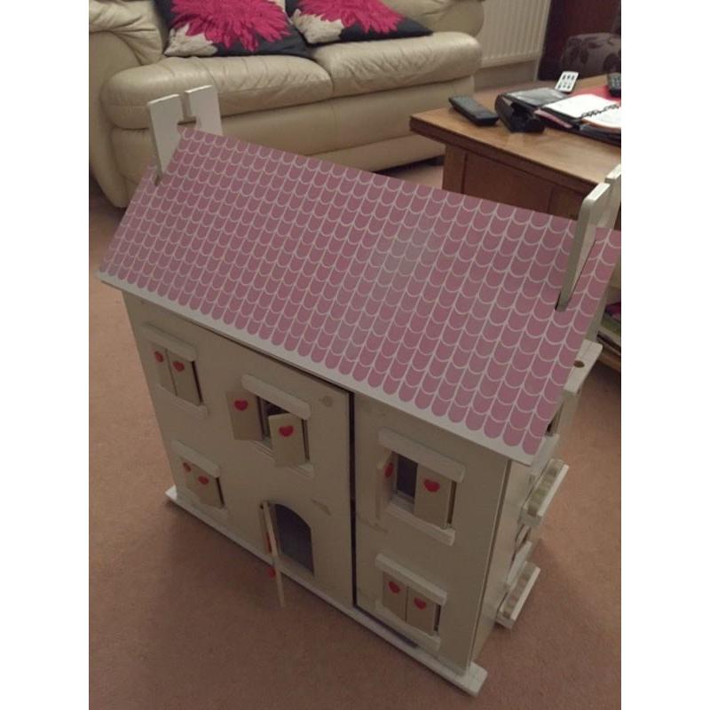 Dolls House / top quality wooden framed dolls house complete with furniture- top condition