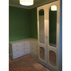 White wardrobe and chest of drawers