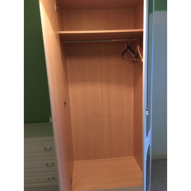 White wardrobe and chest of drawers