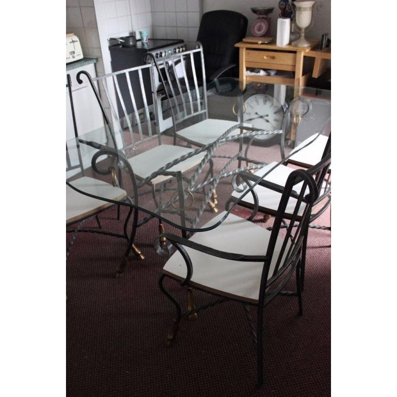 6 Seat Glass Dining Table with Matching Chairs
