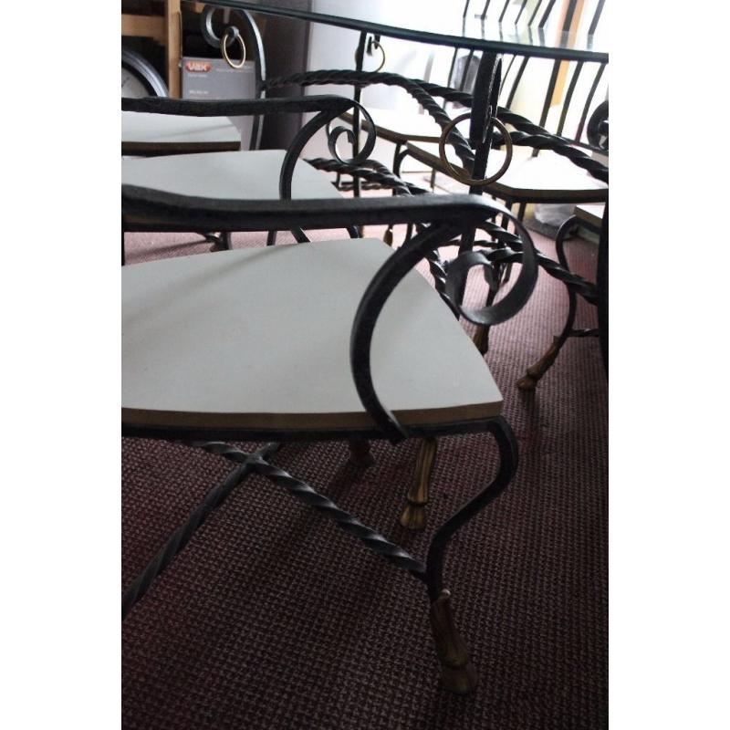 6 Seat Glass Dining Table with Matching Chairs