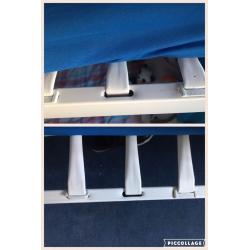 White metal bunk bed frame