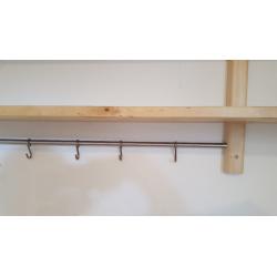 Ikea wooden wall mounted shelf and hanging rail