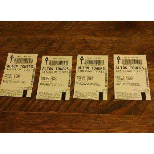 4 Alton Towers tickets.