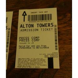 4 Alton Towers tickets.