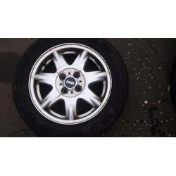 Mini alloys wheels with 2 good tyers 2 not best 175 65 15 inch