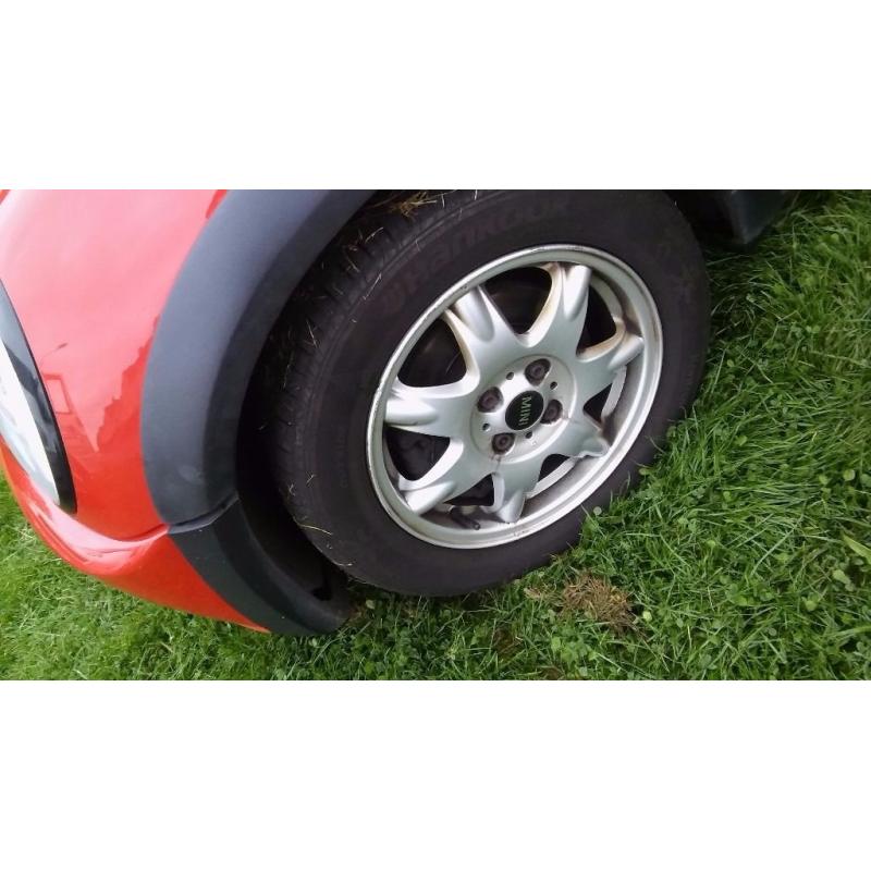 Mini alloys wheels with 2 good tyers 2 not best 175 65 15 inch