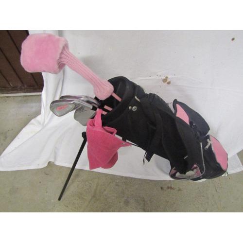 Girl's golf clubs and bag