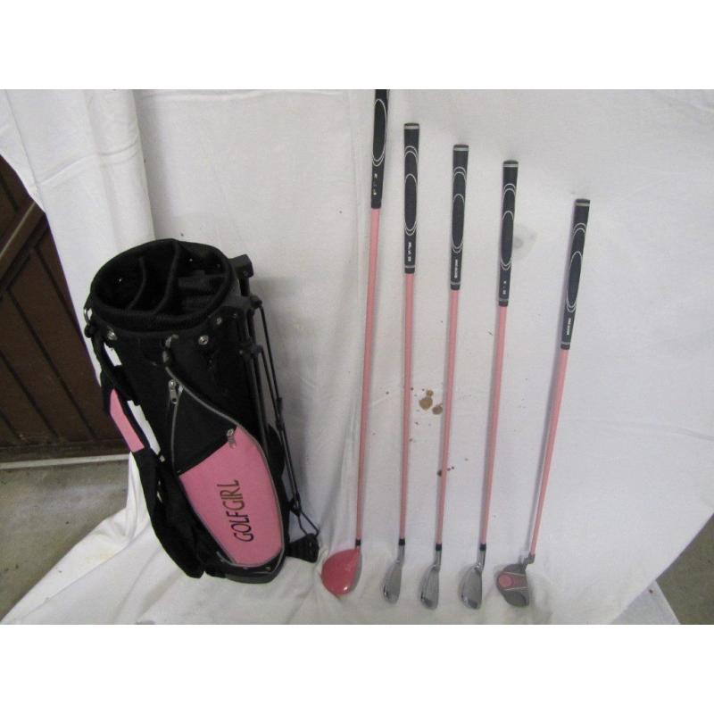 Girl's golf clubs and bag