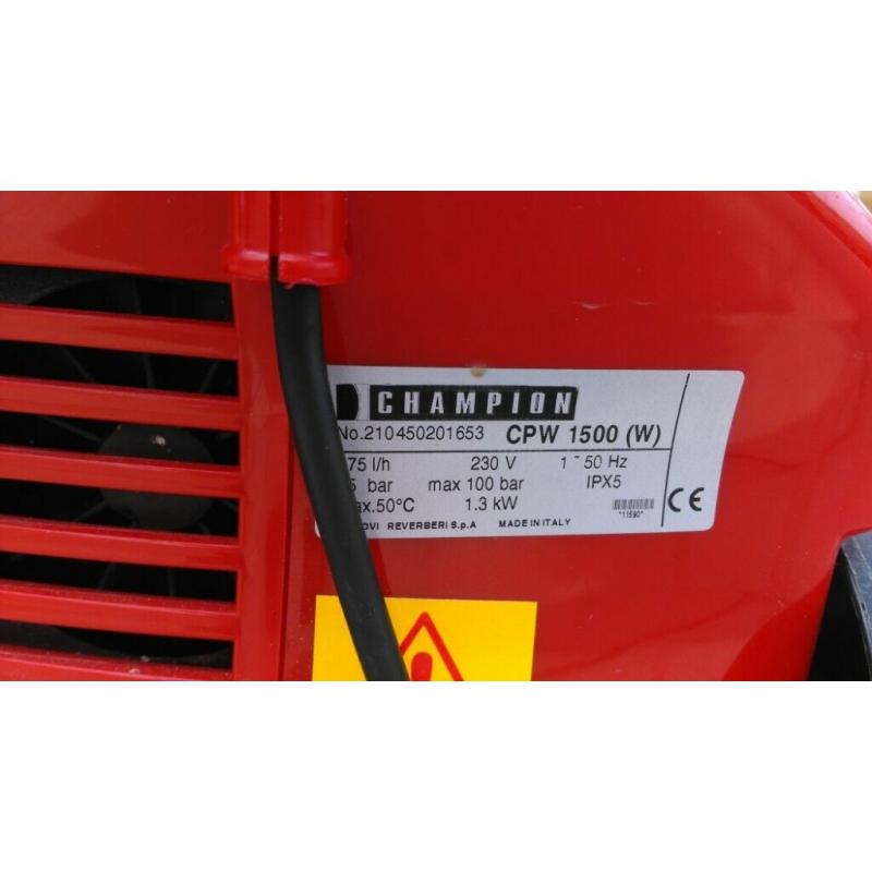 CHAMPION Pressure Washer 1500 w, 100 bar, 2 x pumps and 1 x gun.