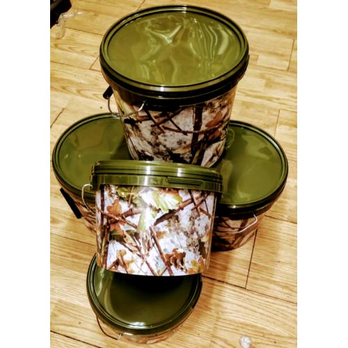 Fishing bait storage buckets cam print x 5 buckets in pack