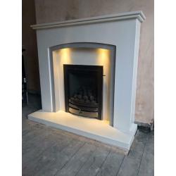 White&Grey Marble fireplace 48?