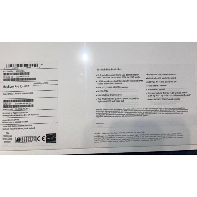 Apple MacBook Pro 2020 magic keyboard 512gb new and sealed
