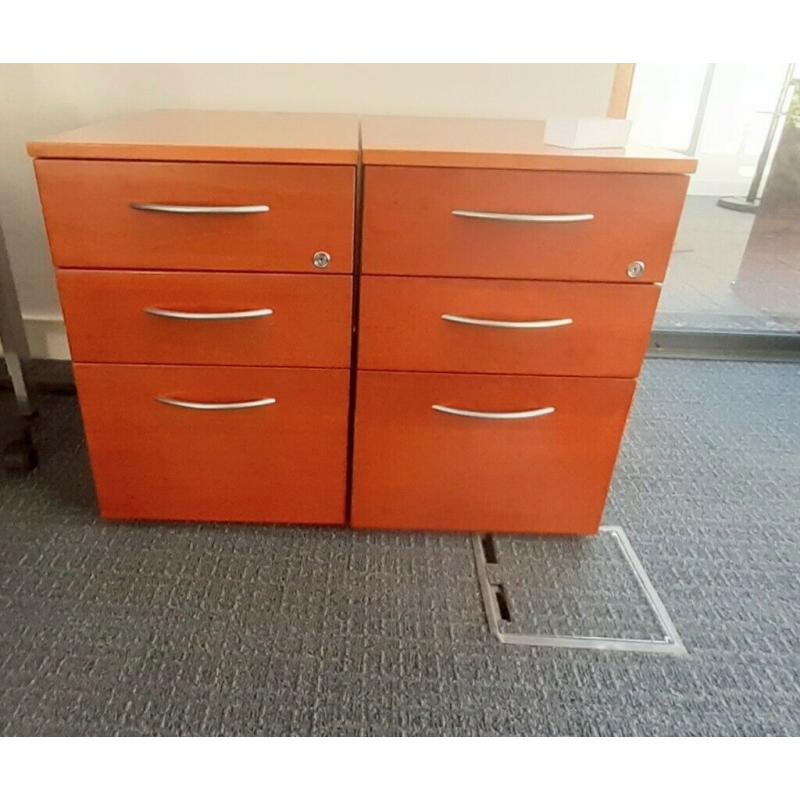 Chestnut brown Pedestal desk storage draws