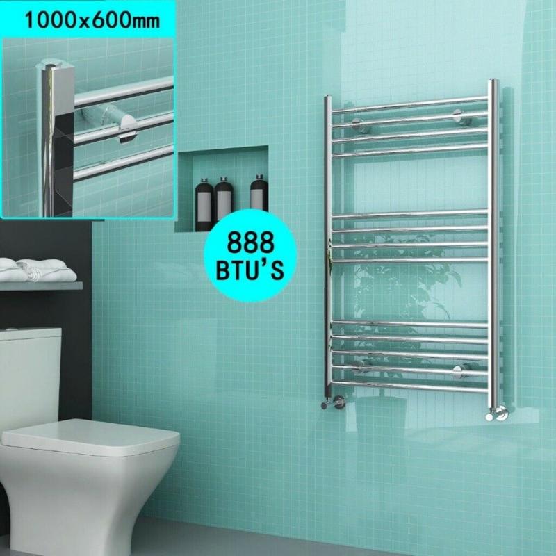 1000x600mm Chrome Straight Heated Bathroom Towel Radiator RRP ?210.00 OUR PRICE ONLY ?60.00